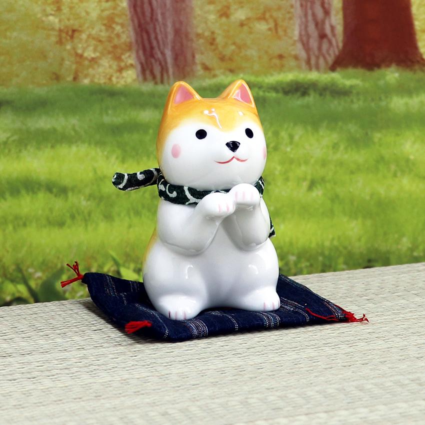 大阪長生堂 いぬ イヌ 犬 戌 置物 陶器 わんこ日和おねだり紫犬 高さ