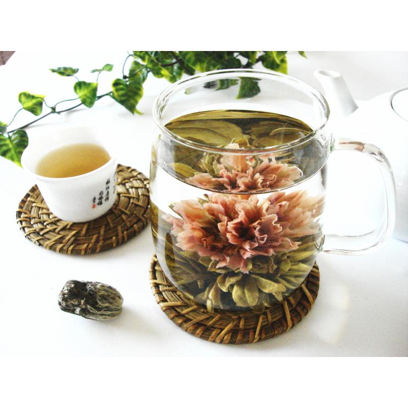 お湯で咲くカーネーションの花茶玉 康乃馨茶 ジャスミン茶 水中花 母の