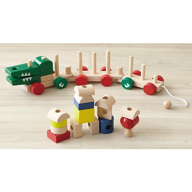 ワニが汽車に変身 木のおもちゃ 積み木 木製 知育玩具 ワニさんの汽車つみき 木のおもちゃクラフト グレイン 通販 Yahoo ショッピング