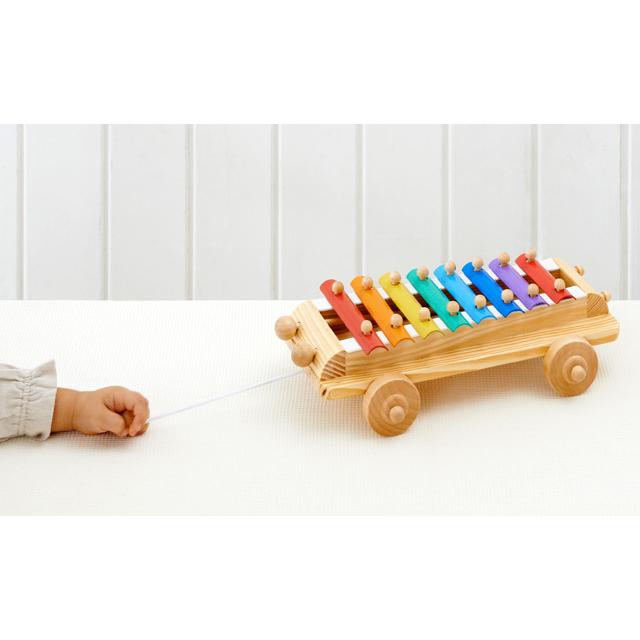 音の出るおもちゃ 鉄琴 楽器玩具 知育玩具 2歳 木製 木のおもちゃ 名入れ 名前入り 引き車 赤ちゃん エドインター（シロフォンカー）｜y-craftgrain｜08