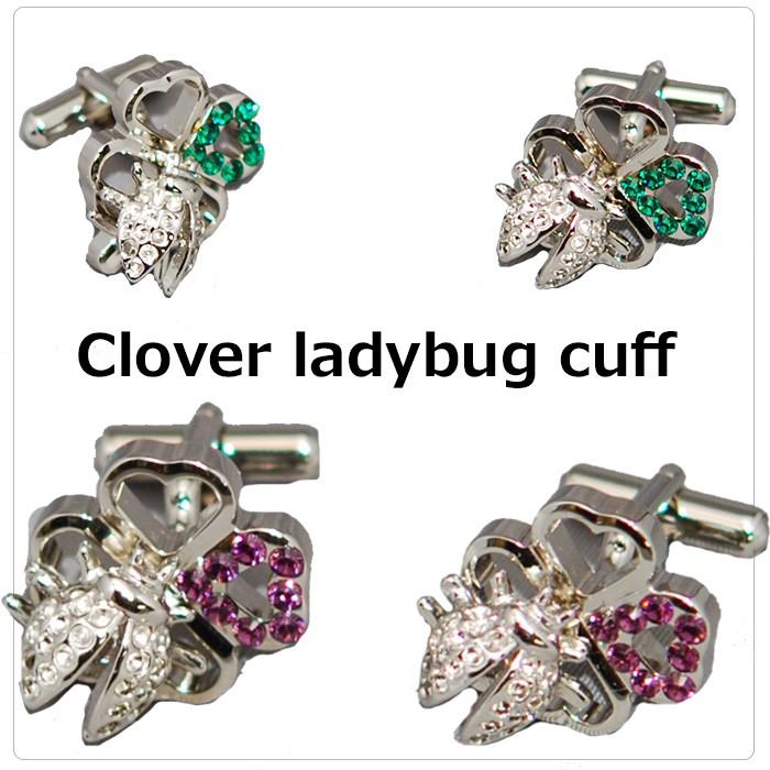 シルバー 四葉クローバー×てんとうむし×クリアスワロフスキー 日本製