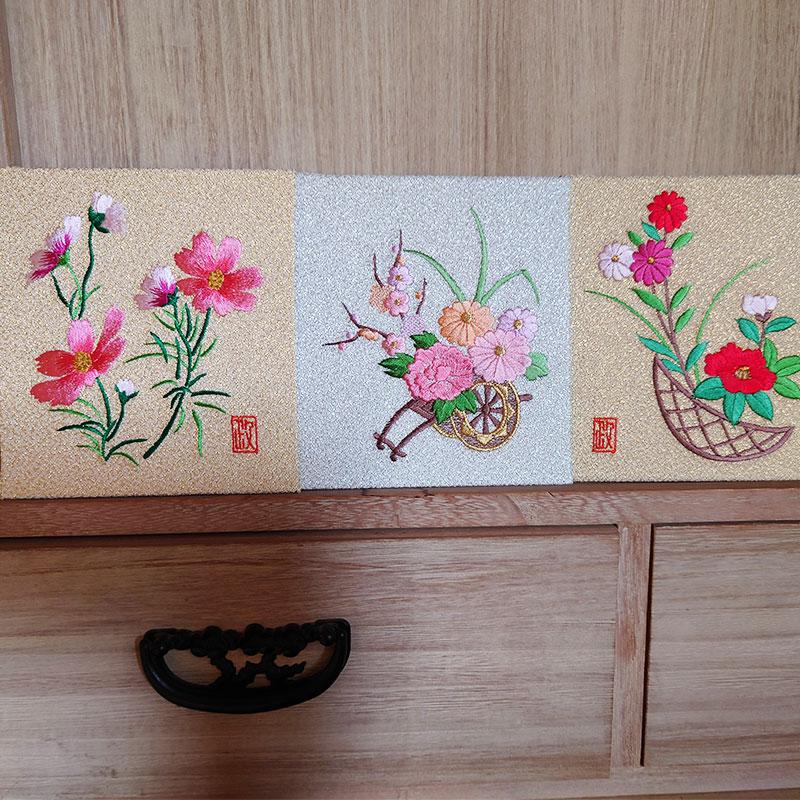 インテリア 刺繍 京都 色紙 和 花 四季  プレゼント 母の日 誕生日 新築祝 和風 還暦 古希 喜寿 退職祝い｜y-cravat-ueda｜12