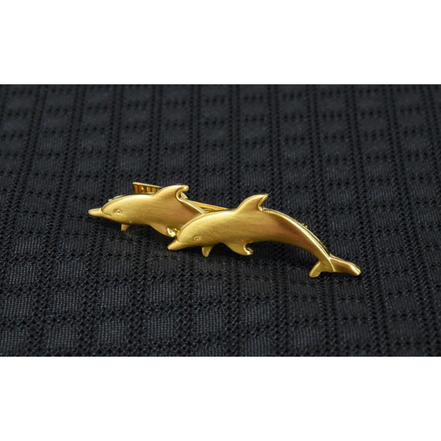 ネクタイピン 二頭イルカ ゴールド いるか イルカ 日本製 タイバー