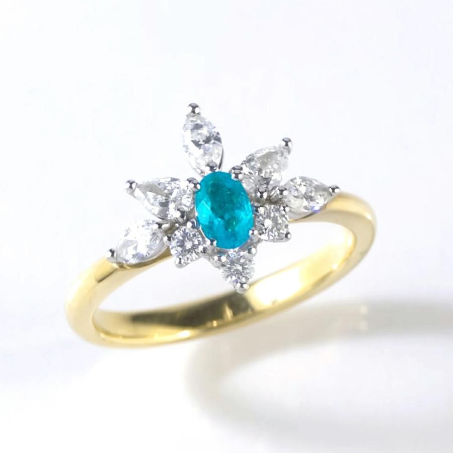 ★ブラジル・バターリャ鉱山産パライバトルマリンリング18K&Pt900★ ブラジル産バターリャ鉱山パライバトルマリン0.16ctプラチナK18