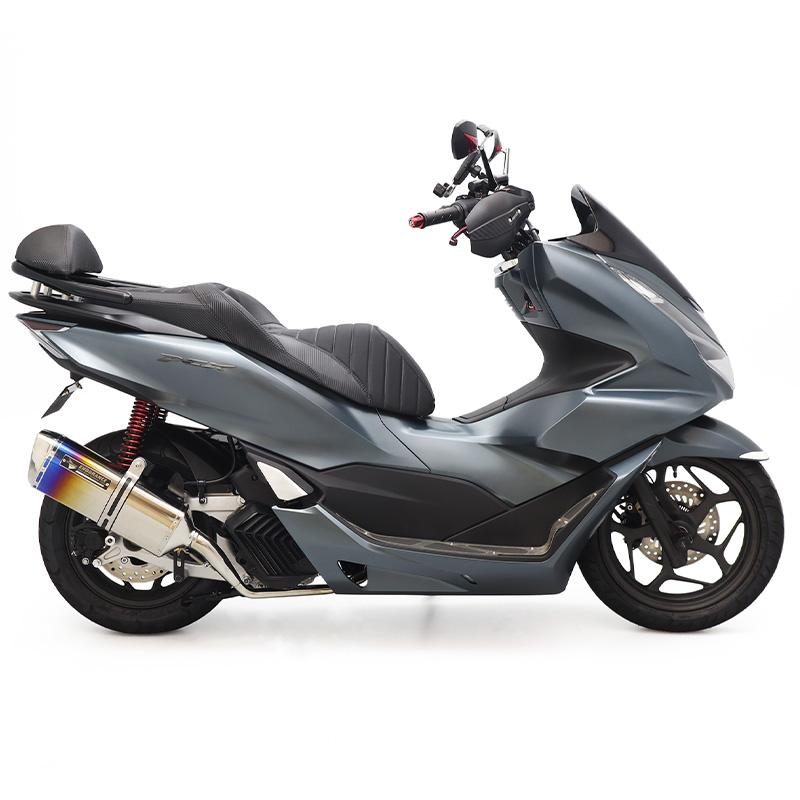 PCX jk05ステンレス製マフラー 青と銀のグラデーション PCX125 JK05