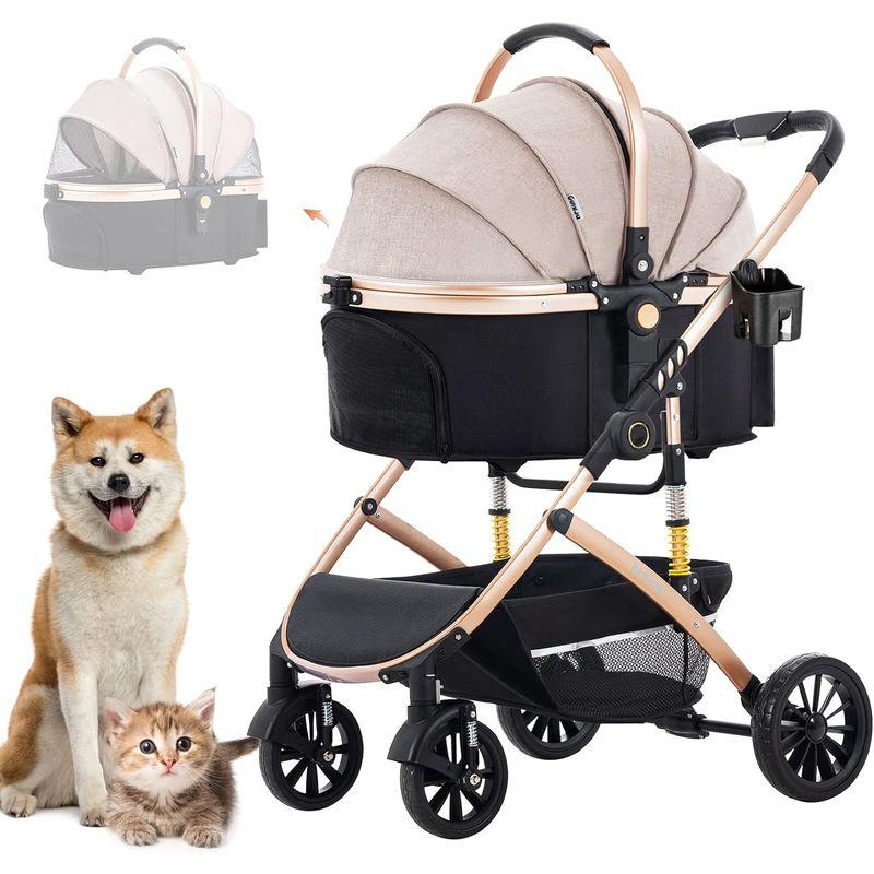 HRKING ペットカート 取り外し 分離型 ペットバギー 3way 折りたたみ 対面式 4輪 ペットキャリー 耐荷重20KG 犬用バギー ペットカート 取り外し 分離型 ペットバギー 3way 折りたたみ 対面式 4輪 ペットキャリー 耐荷重20KG 犬用バギー