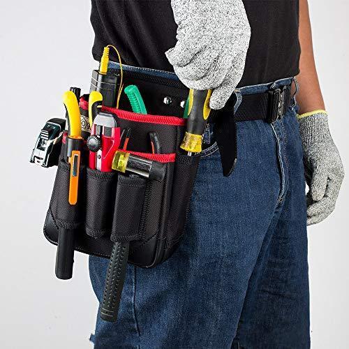 腰袋 2段 電工 工具袋 腰 工具入れ 工具差し付 逸品 ポケット多数 ツールバッグ 約 幅17cm 高さ24cm 厚さ10cm M 工具ポーチ