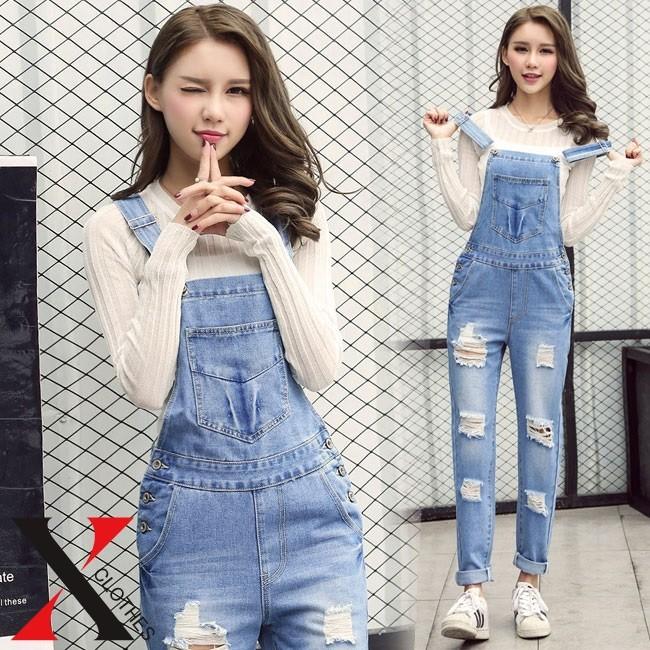 デニムサロペット レディース デニム サロペット パンツ オールインワン オーバーオール ジーンズ 秋 冬 秋冬 秋服 ダメージ Hane 9351a X Clothesファッション通販 通販 Yahoo ショッピング