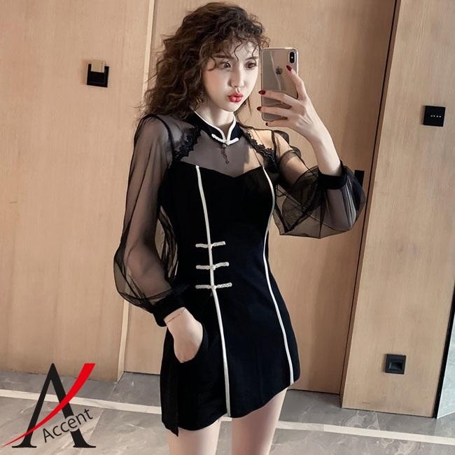 2枚セット 長袖 ミニワンピ ショートパンツ ワンピース バイカラー 透け レディースファッション Hane8709 X Clothesファッション通販 通販 Yahoo ショッピング