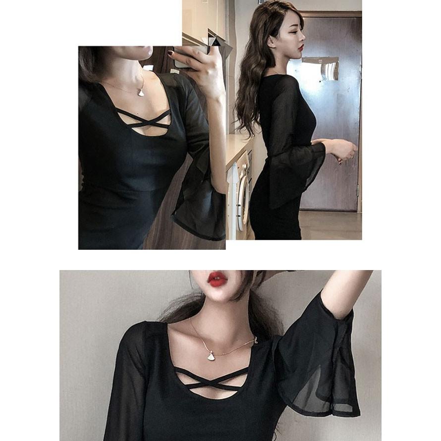 胸元 クロス シースルー ドッキング 長袖 マイクロミニ スリット ワンピース レディース ミニ ショート丈 Hane9291 X Clothesファッション通販 通販 Yahoo ショッピング