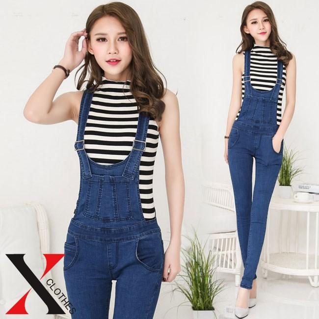 サロペット デニム レディース デニムサロペット オーバーオール スキニー ロング丈 パンツ オールインワン 春夏 夏 Hane9347 X Clothesファッション通販 通販 Yahoo ショッピング