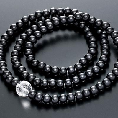 ふるさと納税 北名古屋市 数珠ブレスレット 黒檀108玉 本水晶 龍彫入 三重巻きブレス&amp;ネックレス