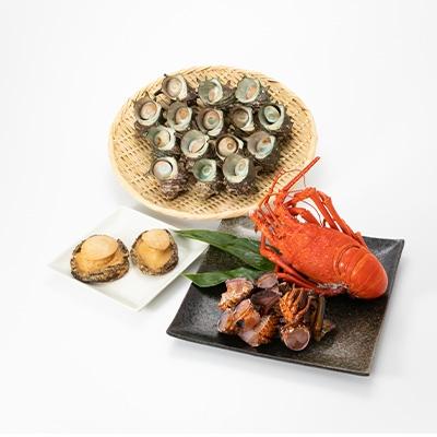 ふるさと納税 下田市 [伊豆の恵み4種 Gセット]ボイルサザエ・味噌汁用カット伊勢海老・あわび味噌漬・蒸し伊勢海老