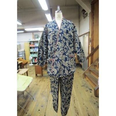 ふるさと納税 田原本町 日本の伝統無地婦人作務衣 幾何学文様