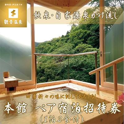 ふるさと納税 下田市 飲泉、自家源泉かけ流しの宿 観音温泉「本館」ペア宿泊券