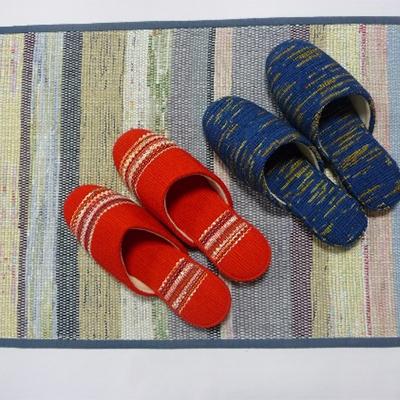 ふるさと納税 十和田市 南部裂織スリッパとキッチンマット