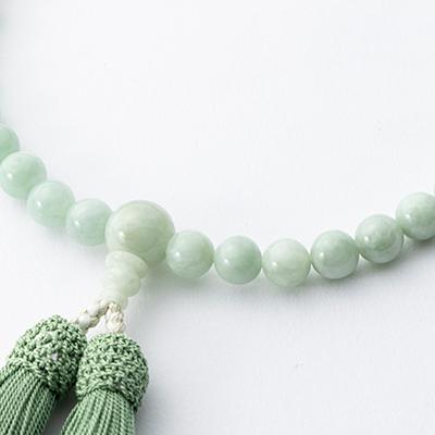 ふるさと納税 北名古屋市 数珠・女性用　≪本翡翠≫　正絹細房　桐箱入_1