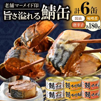 ふるさと納税 小浜市 鯖缶詰6缶 B(醤油・唐辛子・味噌煮)こだわりも身もギュッと詰め込んだ贅沢さば缶3種 肉厚ジューシー