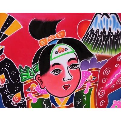 ふるさと納税 香美市 高知特産 手染め祝旗 110×130cm桃太郎「フラフ」の画像