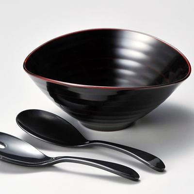 ふるさと納税 鯖江市 越前塗 くつろぎ盛鉢 サーバーセット 溜 21×18×9cm 漆塗り