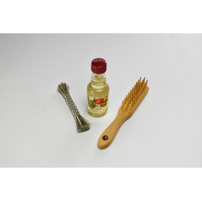 ふるさと納税 別府市 つげブラシ3列&amp;お手入用品のセット(焼き印付)