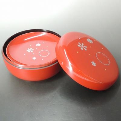 ふるさと納税 鯖江市 雪花紋 朱 小皿セット