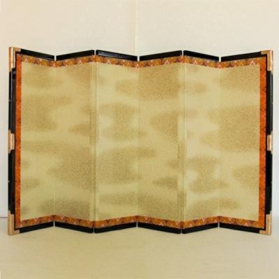 ふるさと納税 小野市 屏風 17号 雲柄絹目 六曲一本 黒塗