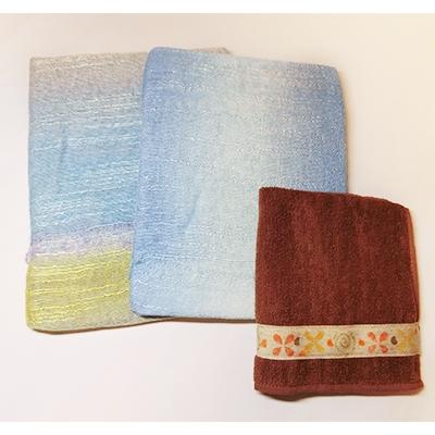 ふるさと納税 泉南市 ●手染めスカーフ(寒色系)2枚とハンドタオルのセット