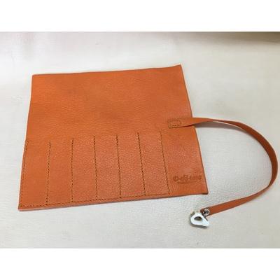 ふるさと納税 南箕輪村 [鹿革] ロールペンケース(オレンジ)