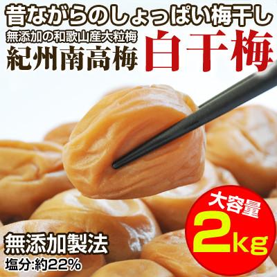 ふるさと納税 御坊市 昔ながらのしょっぱい梅干し 白干梅 2kg すっぱい 紀州南高梅 無添加 大粒3L以上 和歌山県産