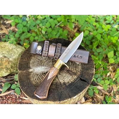 ふるさと納税 南国市 土佐アウトドア剣鉈120 磨き 真鍮ツバ輪 日立青紙2号 樫柄オイルステンチェッカー入