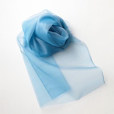 ふるさと納税 川俣町 妖精の羽シャンブレーストール(ターコイズブルー)