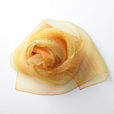 ふるさと納税 川俣町 妖精の羽・塩縮オーガンジーストール(加賀友禅)鎖/イエロー