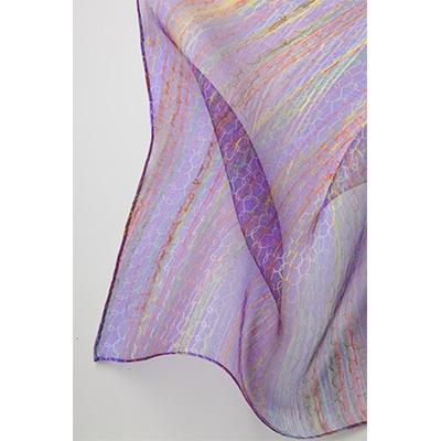 ふるさと納税 川俣町 妖精の羽・塩縮オーガンジーポケットチーフ(加賀友禅)鎖/パープル