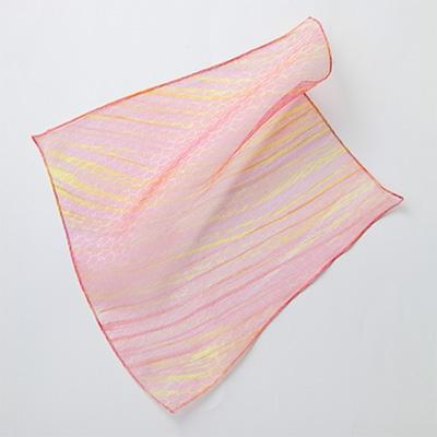 ふるさと納税 川俣町 妖精の羽・塩縮オーガンジーポケットチーフ(加賀友禅)鎖/ピンク