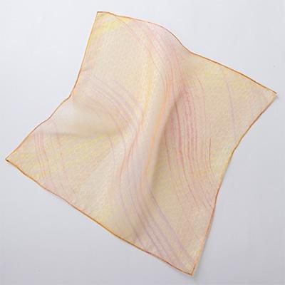 ふるさと納税 川俣町 妖精の羽・塩縮オーガンジーポケットチーフ(加賀友禅)鎖/イエロー