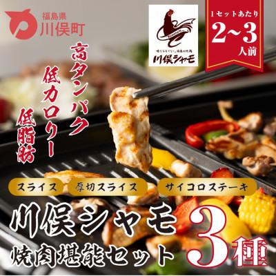 ふるさと納税 川俣町 川俣シャモ 焼肉セット スライス200g、厚切りスライス200g、サイコロステーキ300g