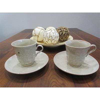 ふるさと納税 木津川市 [鹿背山焼 無双窯] コーヒーカップペアセット(白化粧)