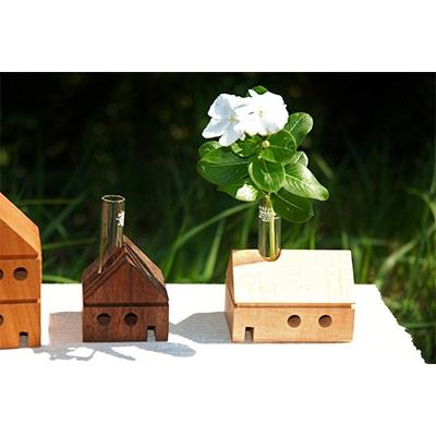 ふるさと納税 長浜市 天然木材のHouse一輪挿し(3個セット)