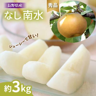 ふるさと納税 飯田市 ジューシーで甘い!長野県産 梨 (南水) 約3キロ 秀品[2026年9月中旬〜10月中旬発送]