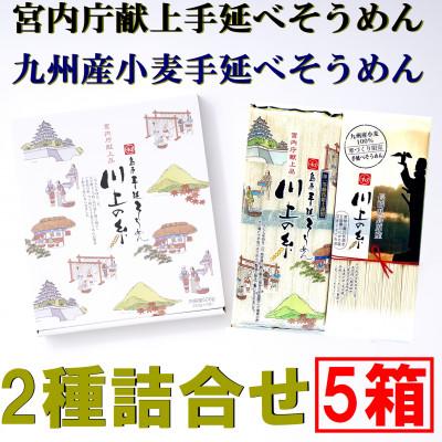 ふるさと納税 南島原市 [川上製麺]島原手延べそうめん2種詰合せ×5箱(宮内庁献上品・九州産小麦粉使用)