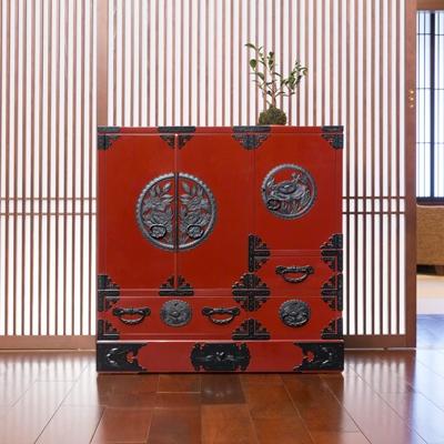 ふるさと納税 利府町 仙台箪笥 帖面箪笥 朱色漆塗り (お申込書返送後2ヶ月〜5ヶ月以内でお届け)