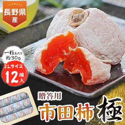ふるさと納税 飯田市 信州の特産品「市田柿・極」 贈答用 2Lサイズ(12個入)[2026年1月上旬〜2月下旬発送]