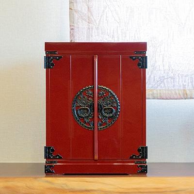 ふるさと納税 利府町 仙台箪笥 仙台厨子 四枚戸 朱色漆塗り