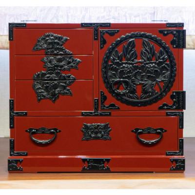ふるさと納税 利府町 仙台箪笥 片開小箪笥 朱色漆塗り