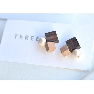 ふるさと納税 那賀町 黒檀×桜 組み合わせピアス