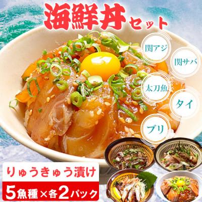 ふるさと納税 杵築市 豊後絆屋 海鮮丼[りゅうきゅう漬け] 5種(関あじ・関さば・太刀魚・真鯛・ぶり) 各2食セット