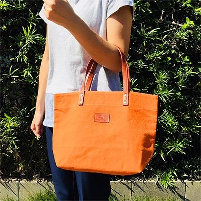 ふるさと納税 旭市 日本製 パラフィン帆布トート小サイズ オレンジ