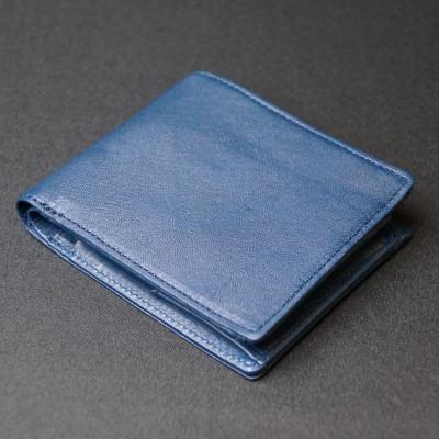 ふるさと納税 えびの市 シカ革二つ折れ財布(青色)