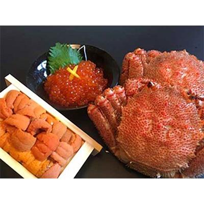 ふるさと納税 網走市 オホーツク海の流氷明け活〆毛がに2尾&amp;いくら醤油漬(240g)&amp;うに(1折)セット(網走加工)